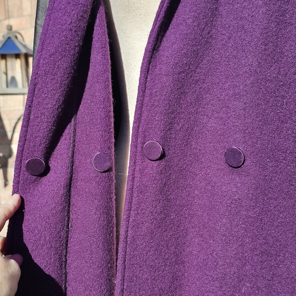 Scoop NYC purple wool & leather coat - Picture 2 of 6